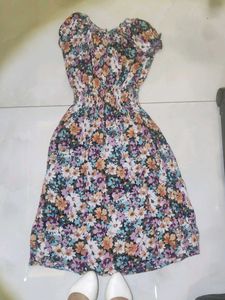 Floral Print Shirred Waist Dress