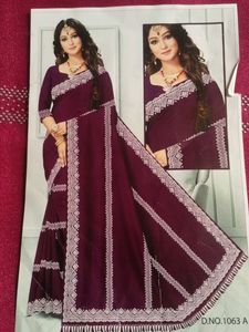 Embellished Maroon Saree