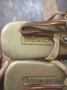 Designer Embellished Gold Wedge Heels