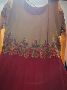 Red gown with Gold Border