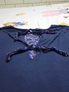 Cap-Sleeve Blouse in Royal Blue
