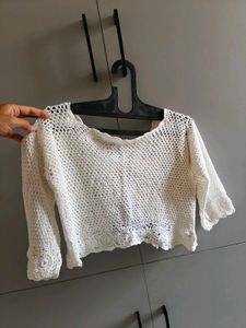 Y2K Crochet Cardigan &amp; Black crop top