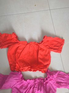 Off-Shoulder Crop Tops (Set of 2)