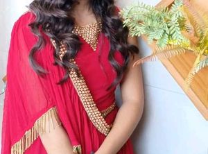 Red lehnga blouse and cape set for women