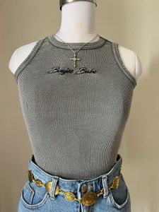 Grey Ribbed "Badie Babe" Tank Top