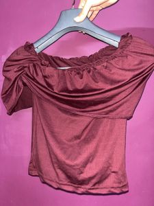 Off-Shoulder Draped Cherry Red Top