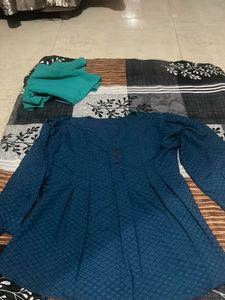 Teal Textured Kurta