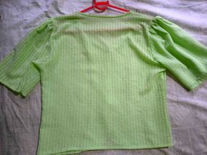 Light Green Textured Button-Up Top
