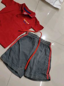 Boys Red "Skates Roller" Polo Shirt