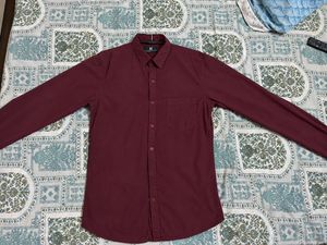 Maroon Long Sleeve Button-Up Shirt