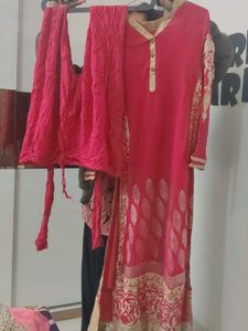 Red Embroidered Salwar Suit