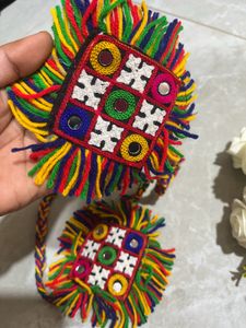 Boho Embroidered Pom Po
