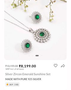 price drop 📉 Silver Zircon Emerald Set
