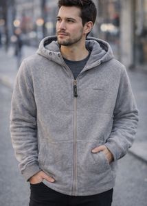 Gray Fleece Zip-Up Hoodie