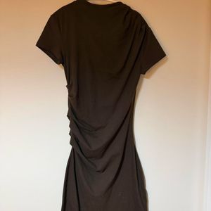 H&amp;M Brown Ruched Mini Dress