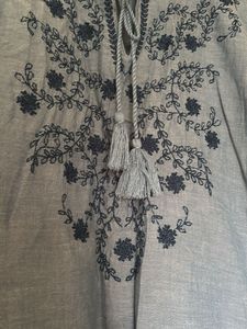 Blue Embroidered Tunic Top