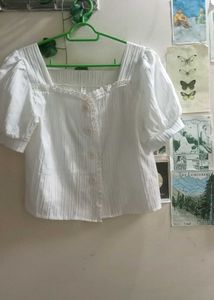 Cute White Puff Sleeve Top