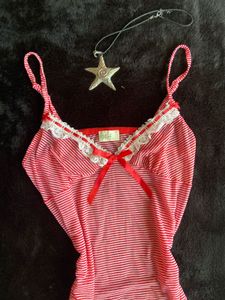 lace printerest Red &amp; White Striped Chemise