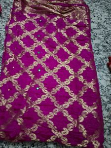 Vibrant Magenta Brocade Saree