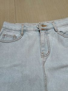 Light Wash Denim Midi Skirt (fixed price)