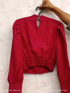 Maroon Full Sleeve Stylish Western Top | Party Wea