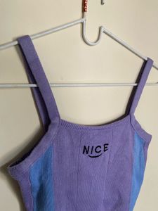 Cute Purple &amp; Blue "NICE" Crop Top