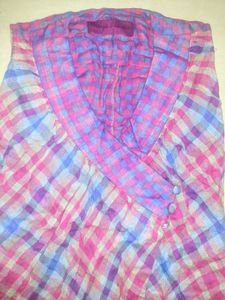 💜 One-of-a-Kind Pastel Plaid Designer Wrap Top