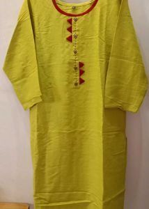 Lime Green Cotton Kurta