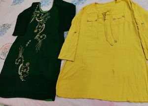 Elegant Kurtas - Green & Yellow