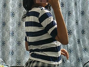 MAX Navy and White Striped T-Shirt