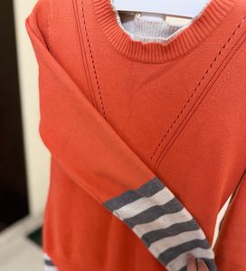 Orange Knit Sweater Dress
