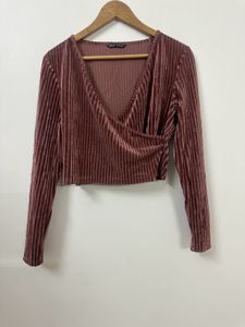 Velvet Wrap Crop Top
