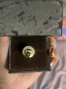 chanel embossed gold ring