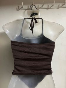 Brown Halter Neck Top