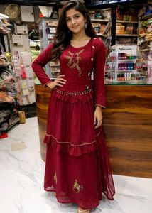 Maroon Embellished Dress