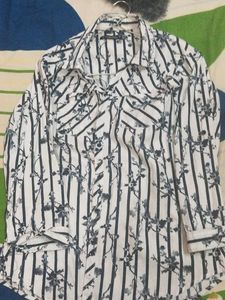 Striped Floral Pure Cotton Shirt for women