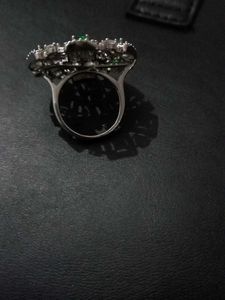 pure silver Stunning Emerald &amp; Diamond Statement R