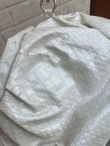 Chic White Faux Croc Clutch