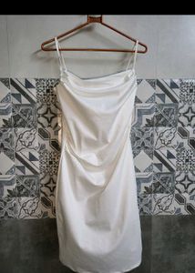 Elegant White Satin Midi Dress