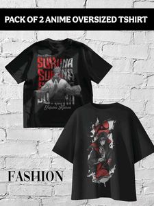 XFASHIONS Pack of 2 Men Graphic Print Round Neck P