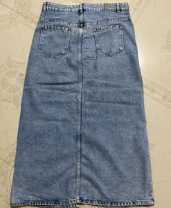 Blue Denim Midi Skirt