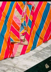 Vibrant Striped Kurta Set with Dupatta