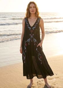 Bohemian embroidered beach cover-up