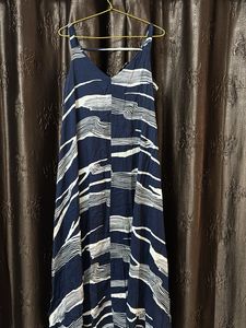 Navy Blue Striped Maxi Dress