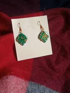 Green Marble Earrings