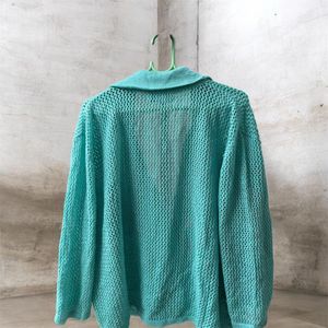 Aqua Blue Crochet Knit Cardigan