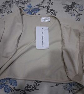 beige Full Sleeves Shrug