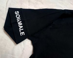 Korean style black crop top,knot on waist .