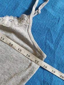 Grey Camisole with Lace Trim