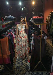 Stunning Tropical Print Maxi Dress